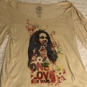 Off shoulder Bob Marley shirt